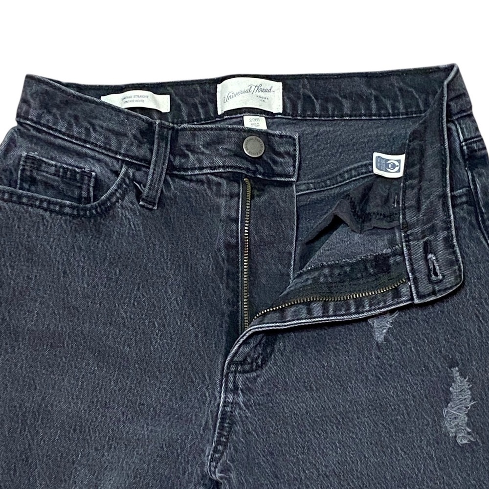 Universal Thread Women's Black Distressed‎ Vintage Straight Leg Jeans Size 2 26R - Picture 6 of 10